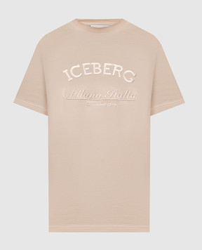 Iceberg Beige T-shirt with logo embroidery F0406325