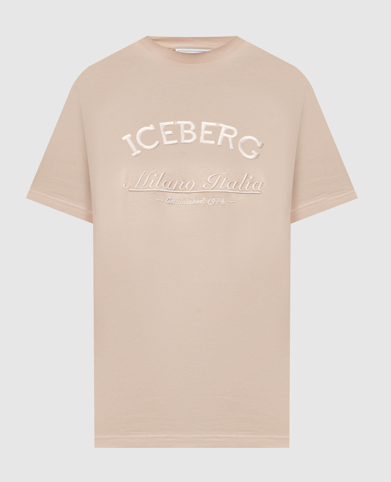 Beige T-shirt with logo embroidery