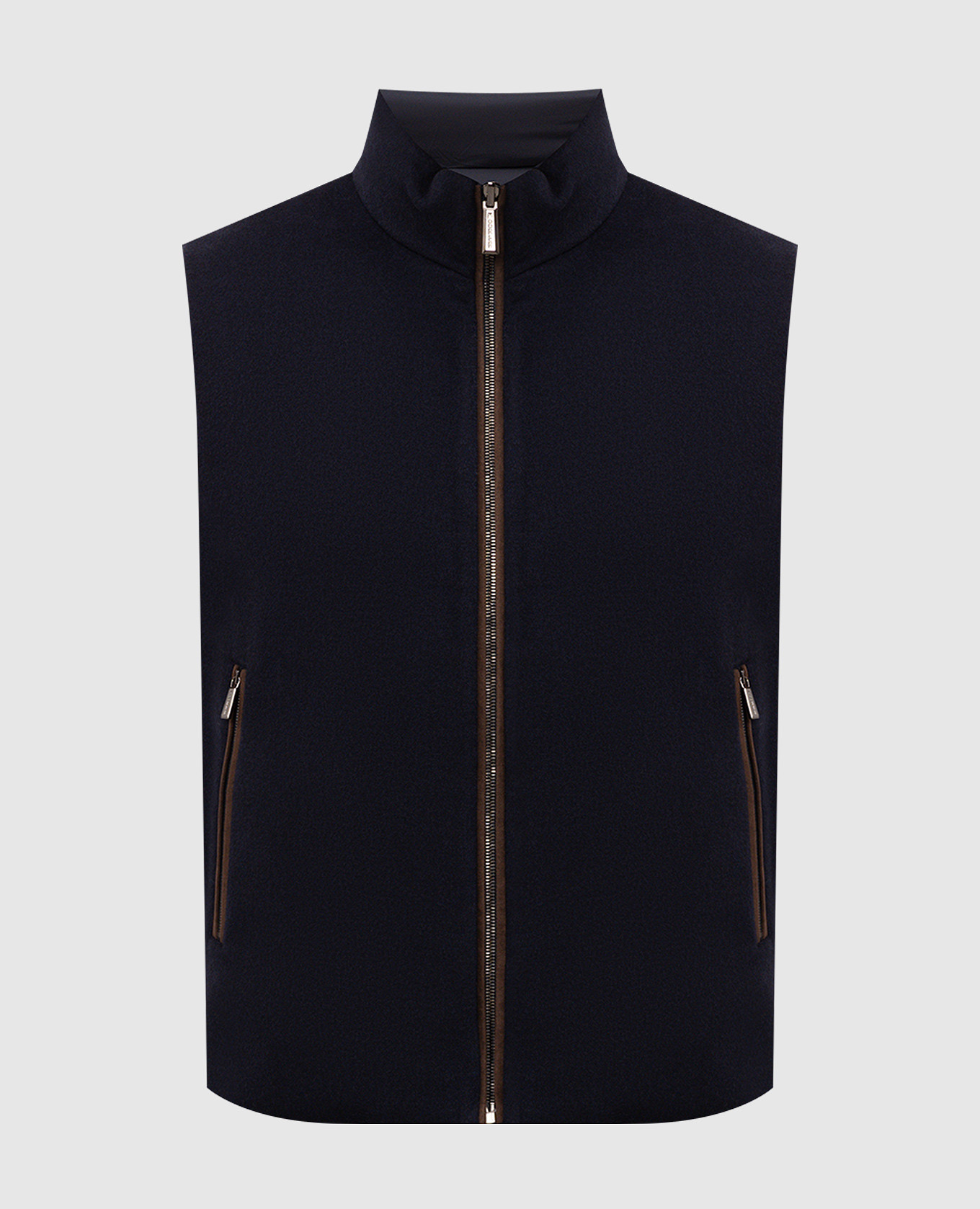 FALIERI blue reversible wool and cashmere vest