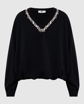 Twinset Black sweatshirt with crystals 261LL2BGG