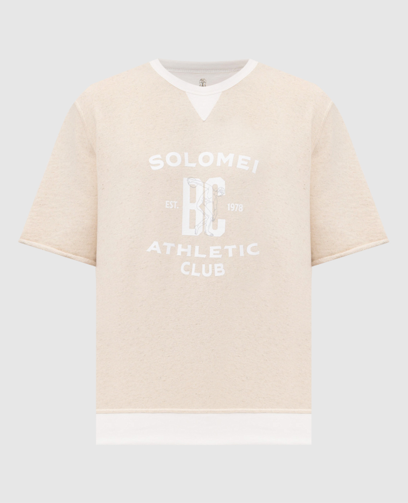 Beige T-shirt with branded print