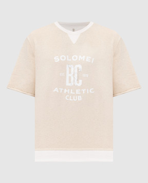 Brunello Cucinelli Beige T-shirt with branded print MR8313378G