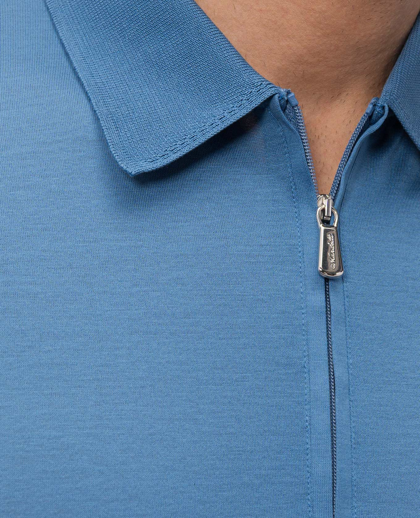 

Blue polo shirt with logo patch Enrico Mandelli, Light blue