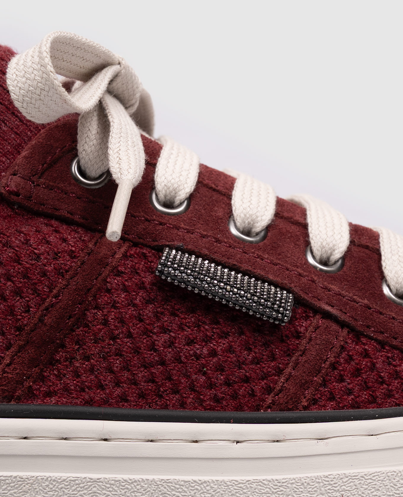 Burgundy sneakers with a monil chain Brunello Cucinelli 5