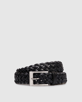 Cashmere&Whiskey Blue leather braided belt BRAID