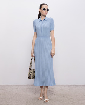 Gabriela Hearst Blue Amor silk and cashmere dress 2269403A003