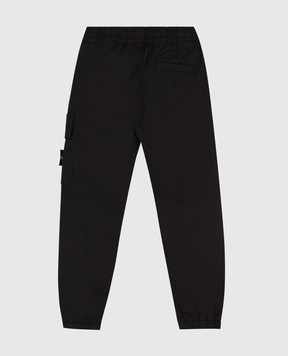 Stone Island Kids' black joggers with logo patch L1S163100003S000168