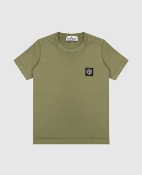 Stone Island Children's khaki T-shirt with logo patch L1S162100002S004714