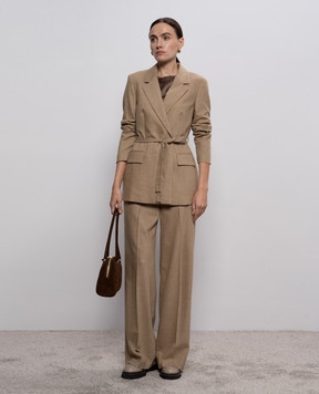 Peserico Beige double-breasted wool and cashmere jacket S01700A03358