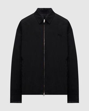 Juun.j Black double-breasted jacket with logo embroidery JC6164P085