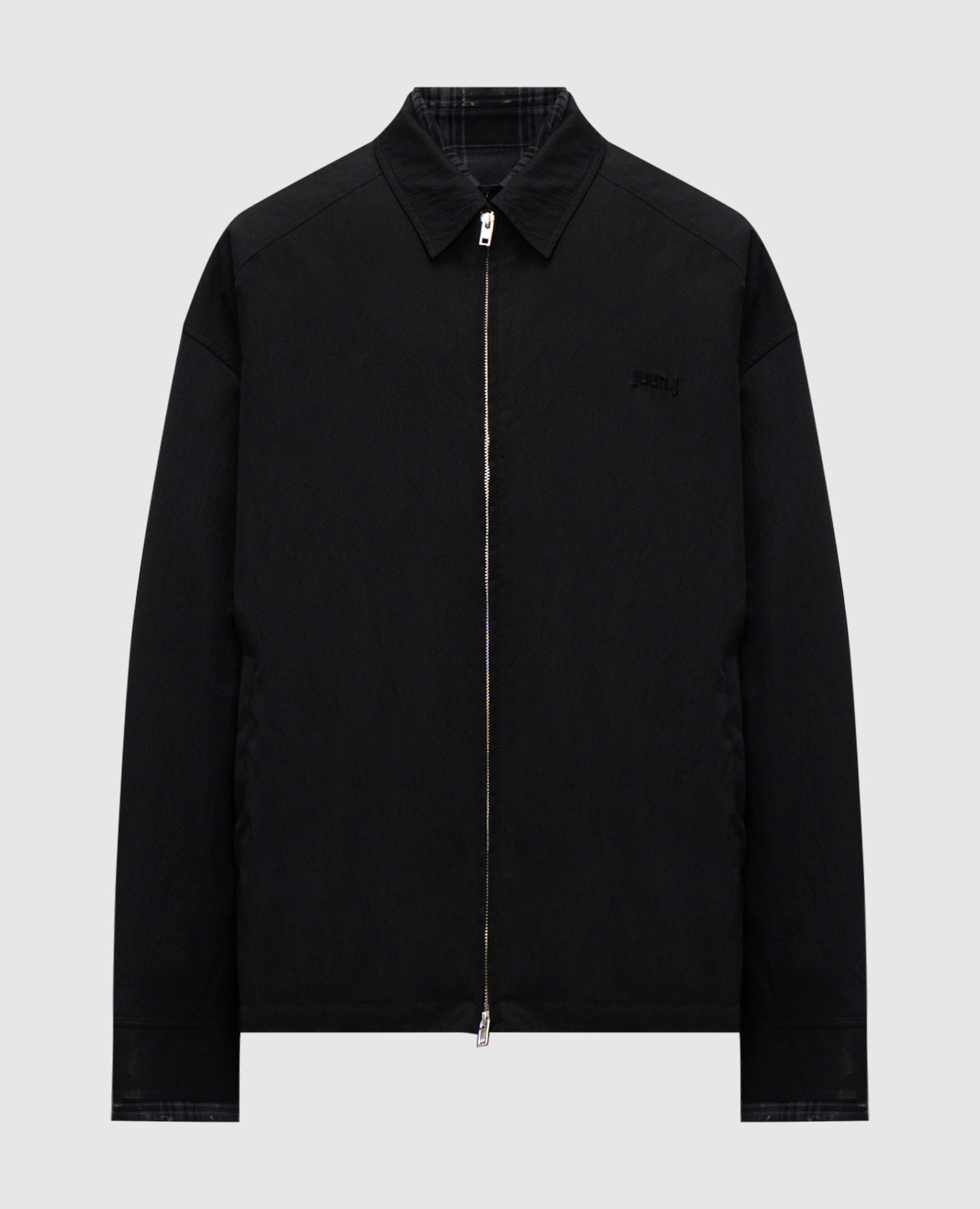 

Black double-breasted jacket with logo embroidery Juun.j