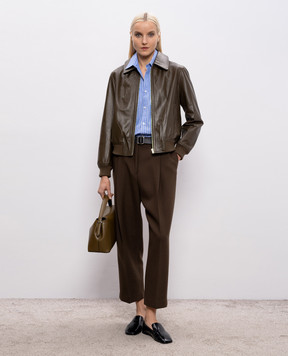 Yves Salomon Khaki leather jacket 25EYV20155APXX