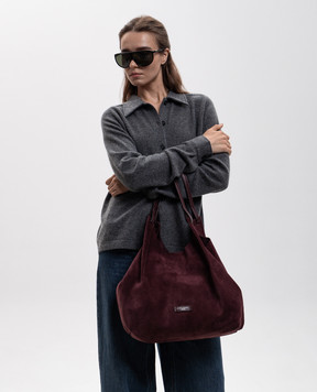 Gianni Chiarini Dua suede burgundy tote bag BS9800CMPL