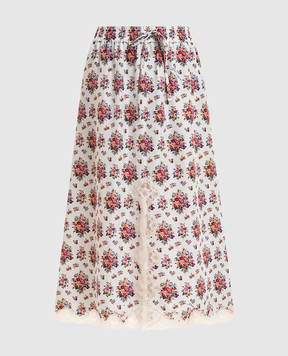 Dolce&Gabbana White silk skirt with lace print F4DBCTIS10G