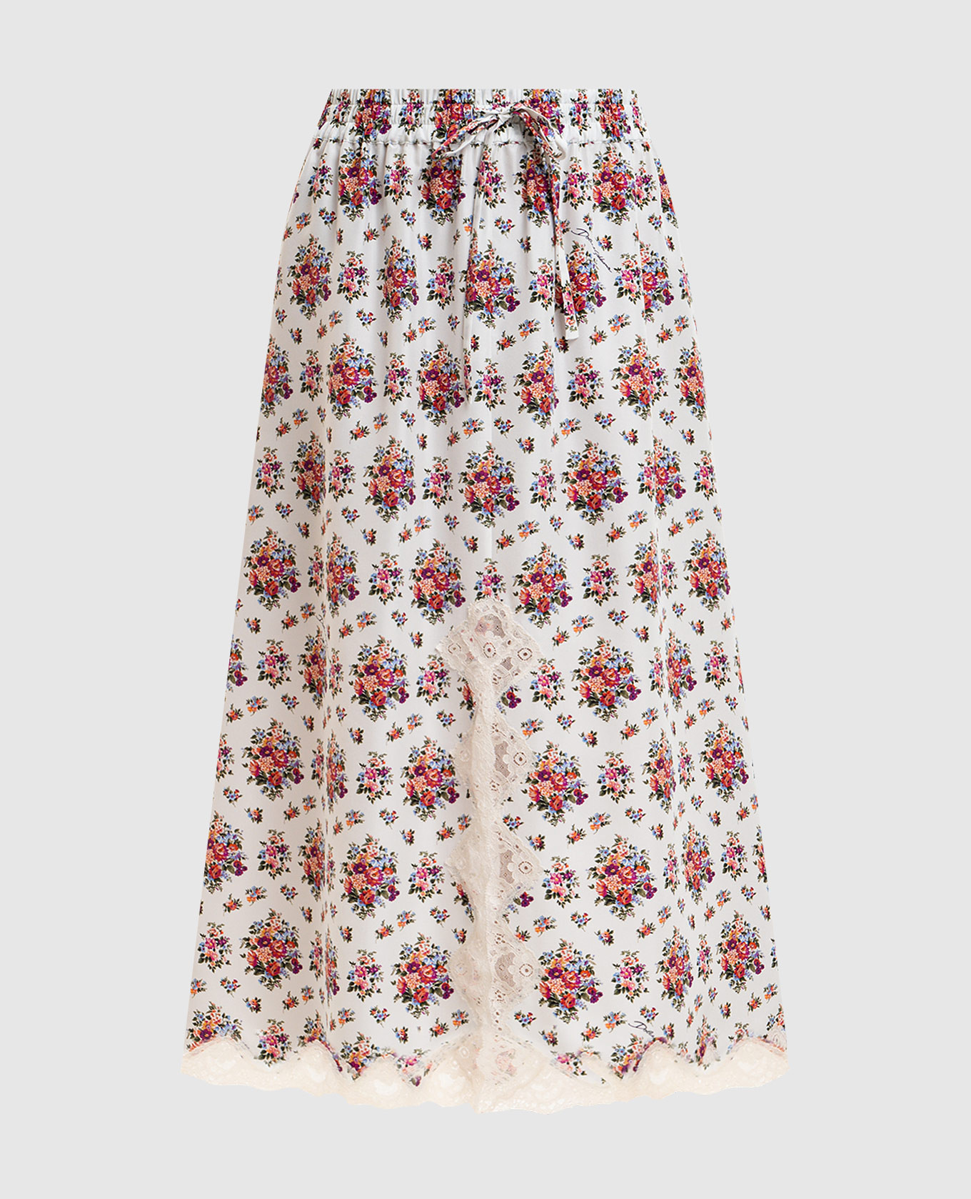 

White silk skirt with lace print Dolce&Gabbana