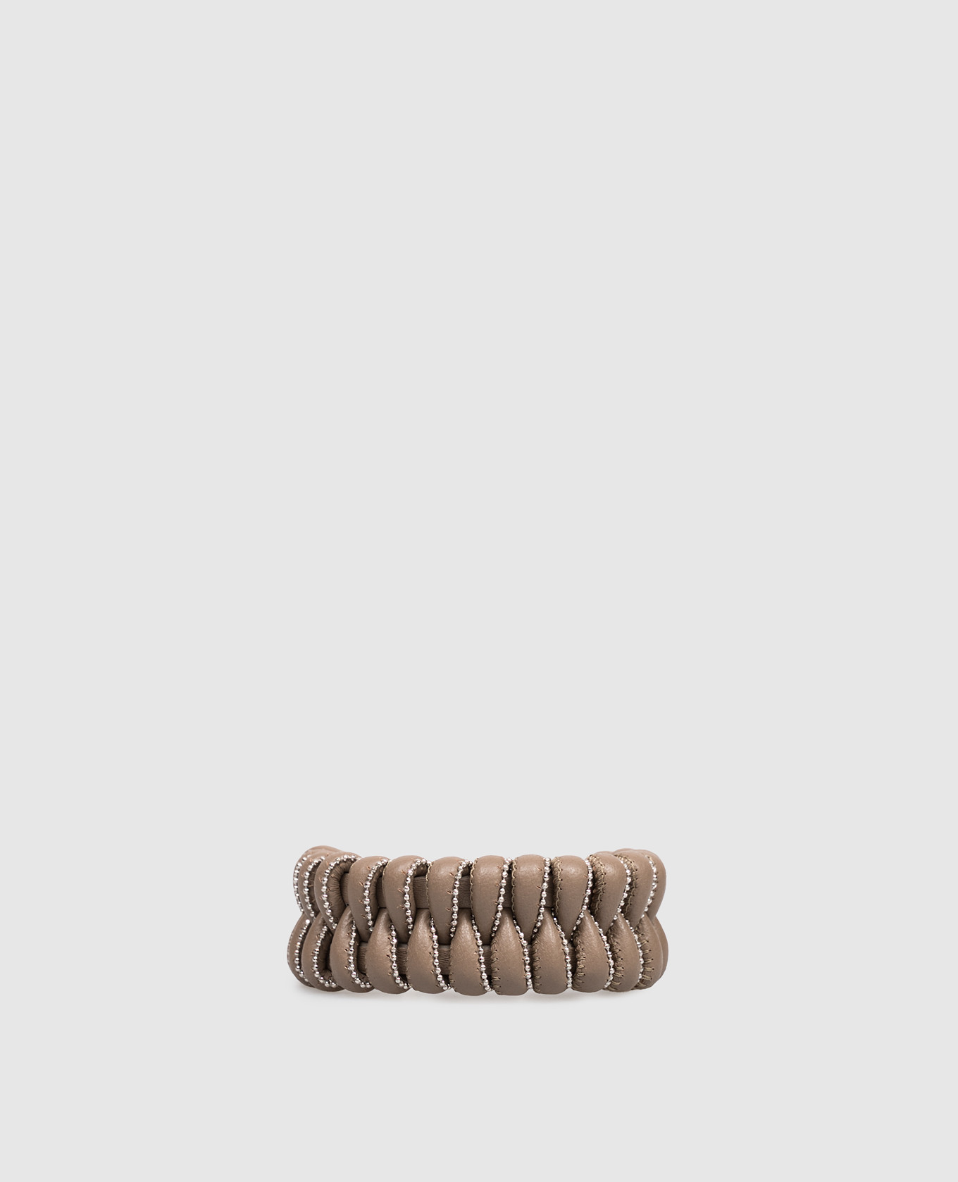 

Brown leather bracelet with monil chain Peserico