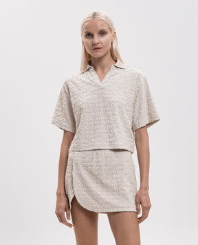 Off-White Beige polo shirt with logo pattern 29A00713T