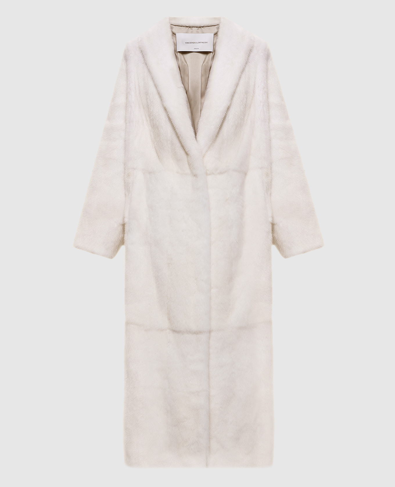 White elongated mink fur coat