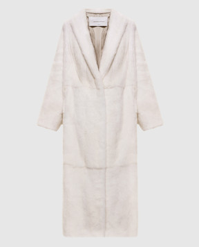 Vincenzo Loffredo White elongated mink fur coat VIS022AN26B