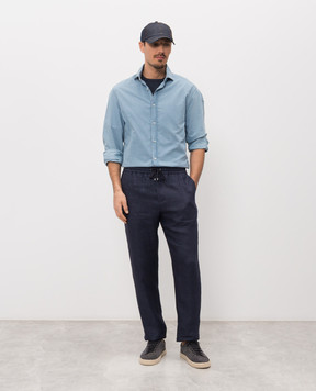 Agnona Blue T-shirt with embroidered logo TT09U1YY2066