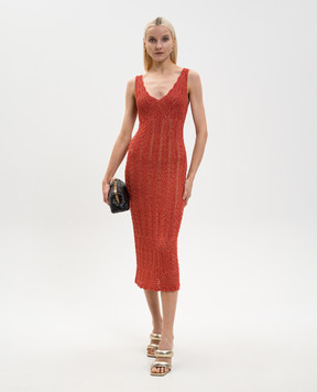 Twinset Terracotta dress with lurex pattern 261TT3322