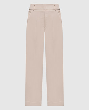 Peserico Beige pants with a monil chain A04576J001953