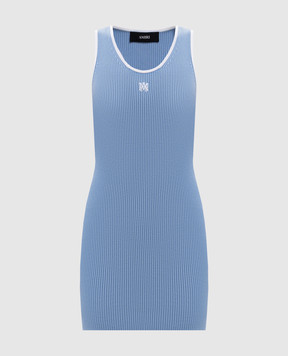AMIRI Blue mini dress with monogram embroidery AW326CA003