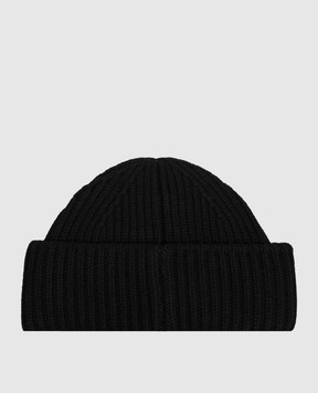 Yves Salomon Black wool and cashmere beanie hat 23WAA502XXMACL