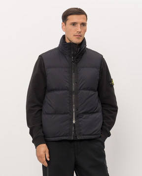 Stone Island Black down vest with logo patch L2S15G100004S0483