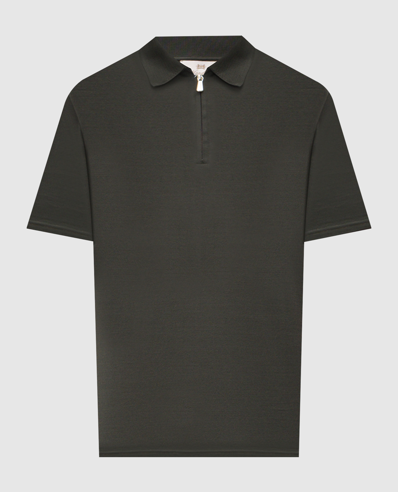 Green polo shirt with logo patch