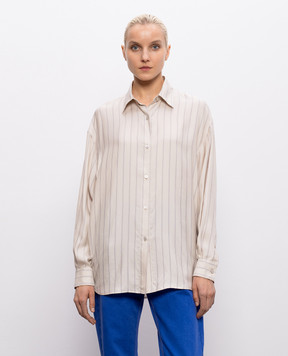 Versace Beige striped silk blouse 10244301A17906