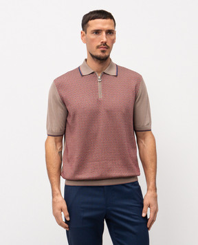 Stefano Ricci Brown polo shirt with silk in a contrasting pattern K212035P31F26191