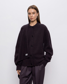 The Attico Wool and cashmere cardigan with logo patch 261WCD00018KWS012AA