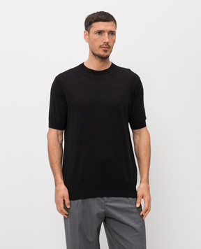 Cashmere&Whiskey Black silk and linen T-shirt MU7632318520R