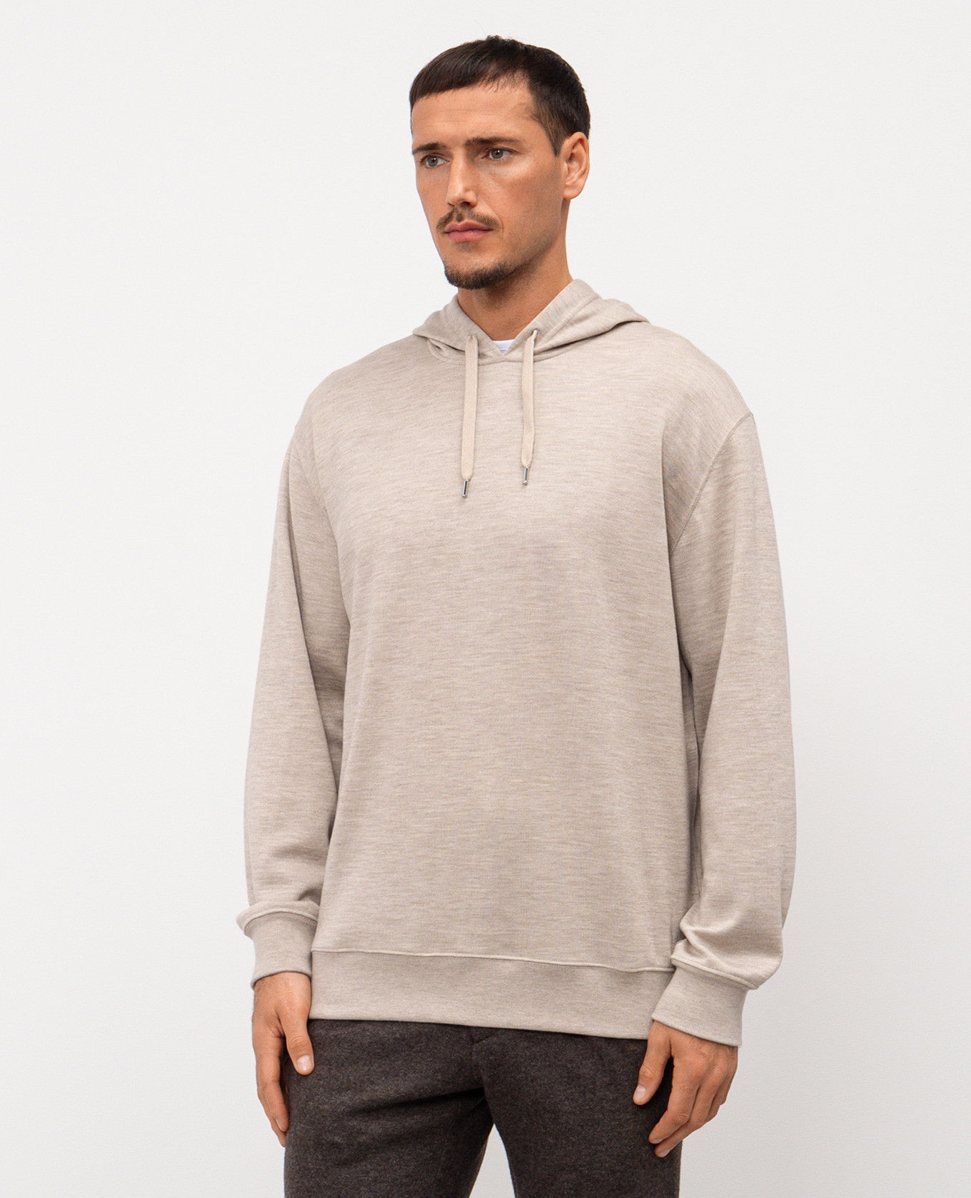 Beige melange cashmere and silk hoodie Brunello Cucinelli 2
