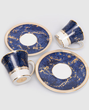 Stefano Ricci Set of porcelain tea cups and saucers OTT002LAPIS24pz