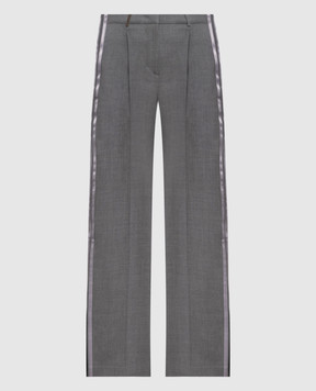 Peserico Grey wool pants with stripes A0463902008