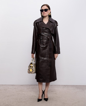 Babe Pay Pls Brown leather trench coat 2409AMAZON