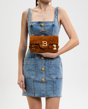 Balmain Brown suede bag B-Buzz Shoulder 24 GN1DA828LSDL