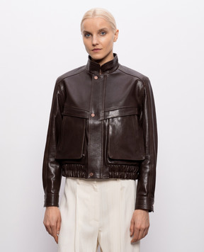 Babe Pay Pls Brown leather cropped jacket 2508LUKAS