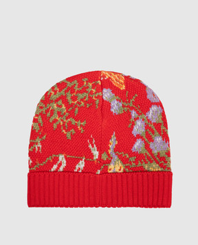 MANTERO 1902 Red wool hat with floral pattern 1350FJACQD00925
