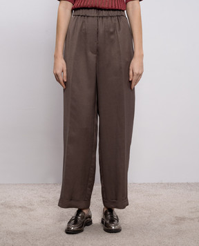 Peserico Brown linen pants A0403601926