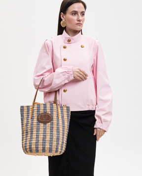 Valentino Beige striped raffia tote bag 8W2B0R37UHK