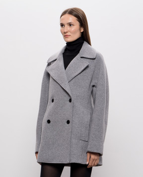 Toteme Gray double-breasted coat with wool 264WRO0341FB0804