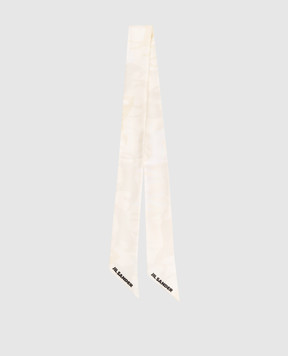 Jil Sander Yellow silk twill ribbon in a pattern with a logo J53TF0005J40084