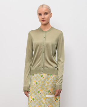 Fendi Khaki cardigan with logo embroidery FZE574AW4V