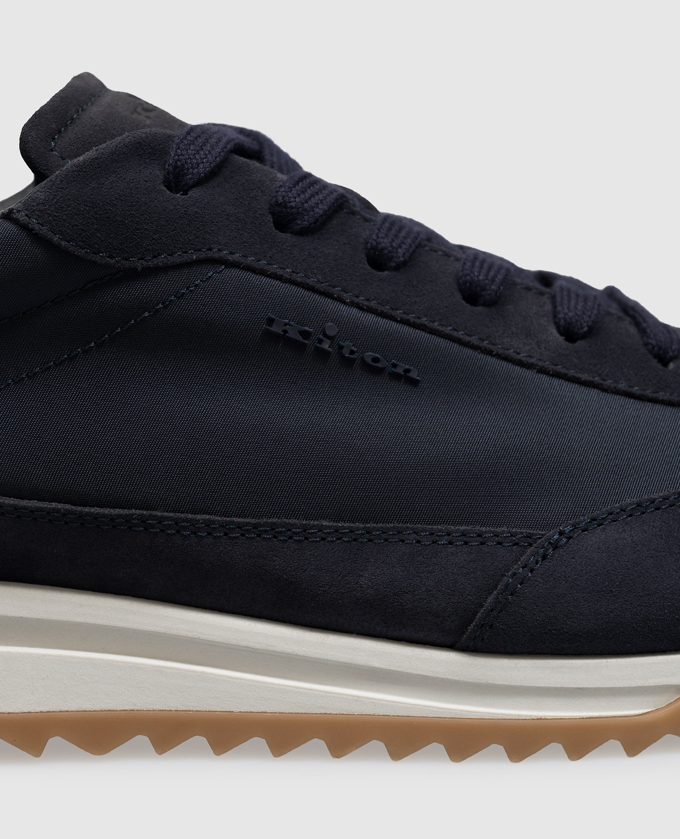 Blue logo-embossed combination sneakers Kiton 5
