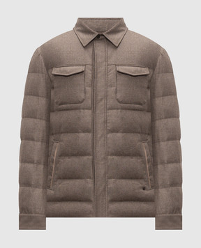 Stefano Ricci Brown wool and cashmere down quilted jacket MDJ63002205803