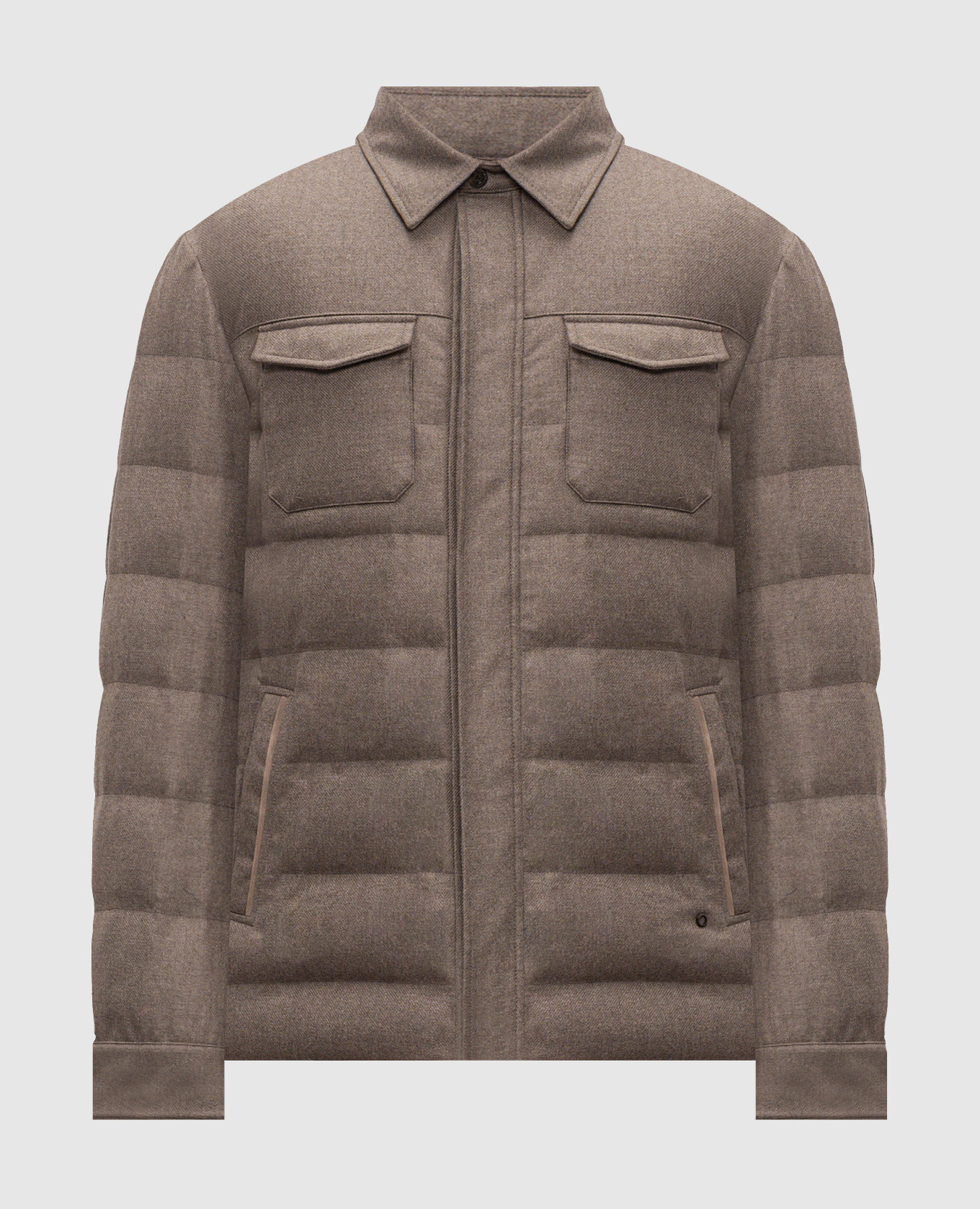 Brown wool and cashmere down quilted jacket