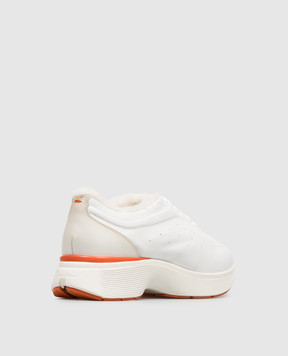 Santoni White leather sneakers with fur trim WBBC61376BARPVWC